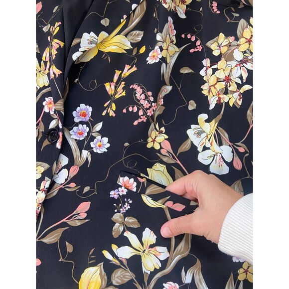 EUC Susan Graver 24W Black Floral Blazer Jacket Size One Button Church Workwear - Picture 7 of 13